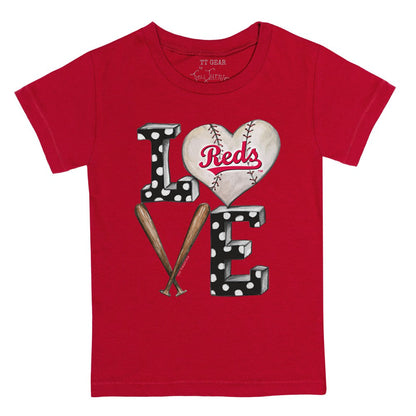 Cincinnati Reds Tiny Turnip Youth Baseball Love T-Shirt - Red