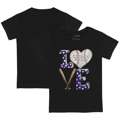 Colorado Rockies Tiny Turnip Youth Baseball Love T-Shirt - Black