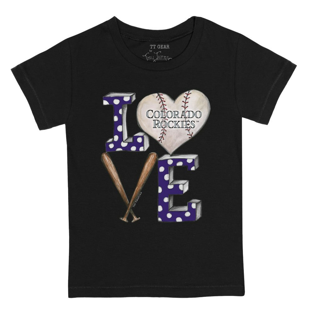 Colorado Rockies Tiny Turnip Youth Baseball Love T-Shirt - Black