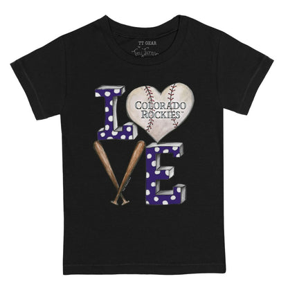 Colorado Rockies Tiny Turnip Youth Baseball Love T-Shirt - Black