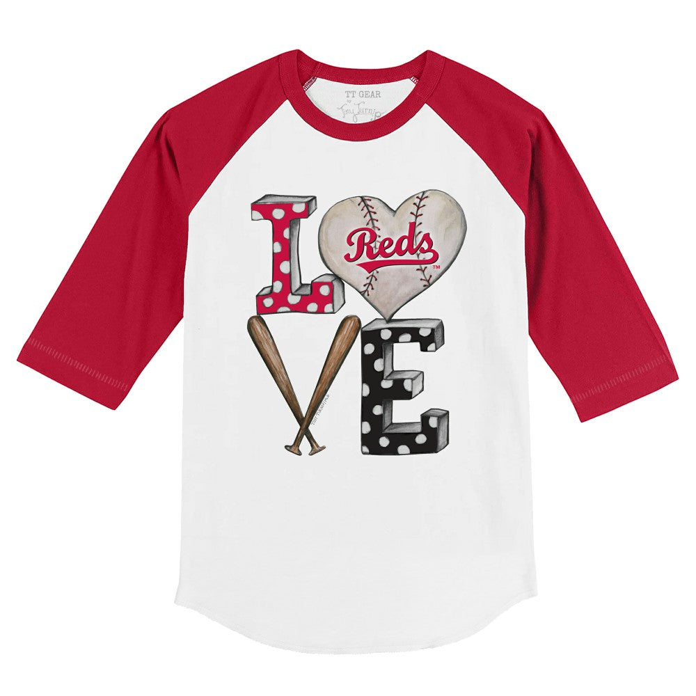 Cincinnati Reds Tiny Turnip Youth Baseball Love 3/4-Sleeve Raglan T-Shirt - White/Red
