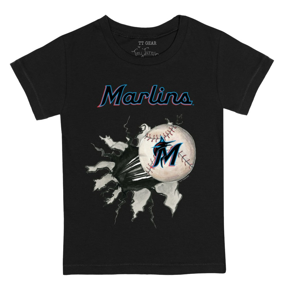Miami Marlins Tiny Turnip Youth Baseball Tear T-Shirt - Black