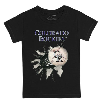 Colorado Rockies Tiny Turnip Youth Baseball Tear T-Shirt - Black
