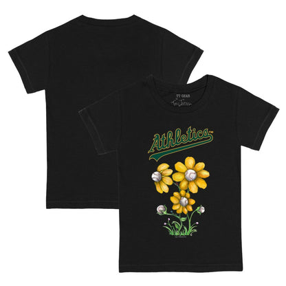 Athletics Tiny Turnip Youth Blooming Baseballs T-Shirt - Black