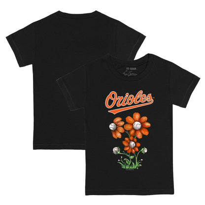 Baltimore Orioles Tiny Turnip Youth Blooming Baseballs T-Shirt - Black