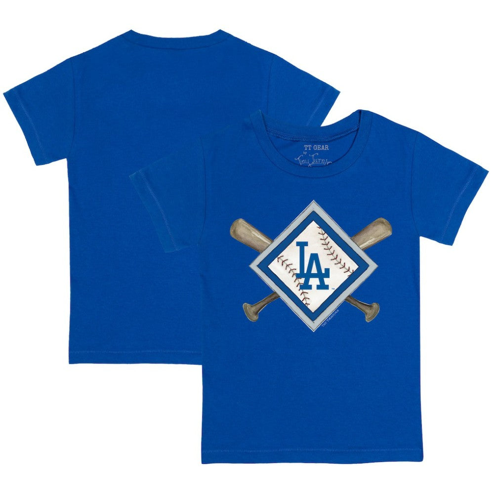 Los Angeles Dodgers Tiny Turnip Youth Diamond Cross Bats T-Shirt - Royal