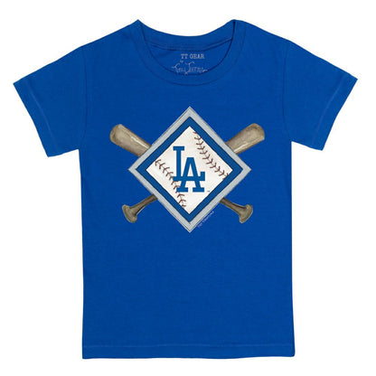 Los Angeles Dodgers Tiny Turnip Youth Diamond Cross Bats T-Shirt - Royal