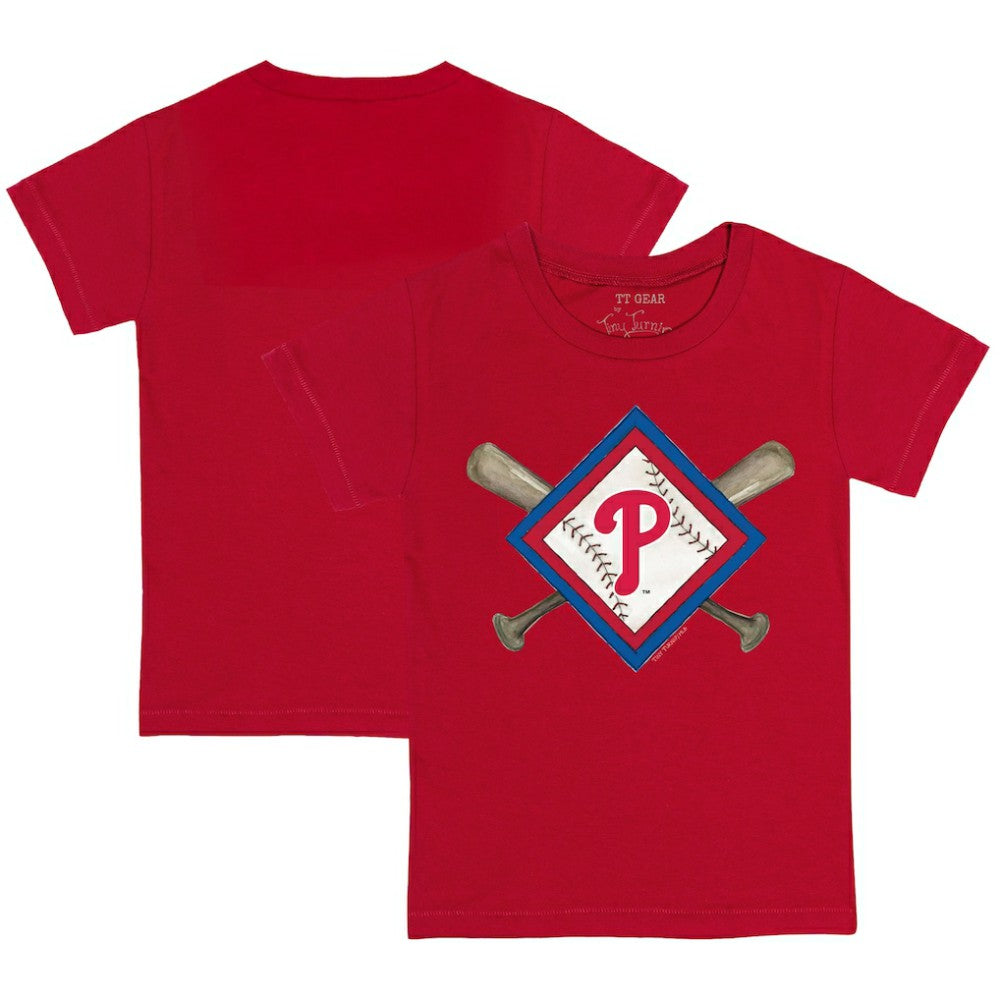 Philadelphia Phillies Tiny Turnip Youth Diamond Cross Bats T-Shirt - Red
