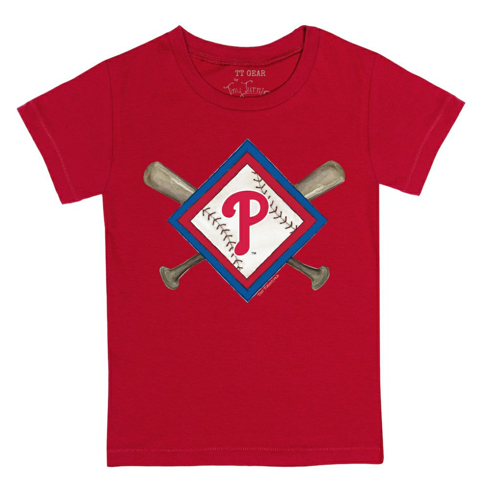 Philadelphia Phillies Tiny Turnip Youth Diamond Cross Bats T-Shirt - Red