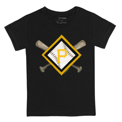 Pittsburgh Pirates Tiny Turnip Youth Diamond Cross Bats T-Shirt - Black