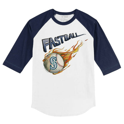 Seattle Mariners Tiny Turnip Youth Fastball 3/4-Sleeve Raglan T-Shirt - White/Navy