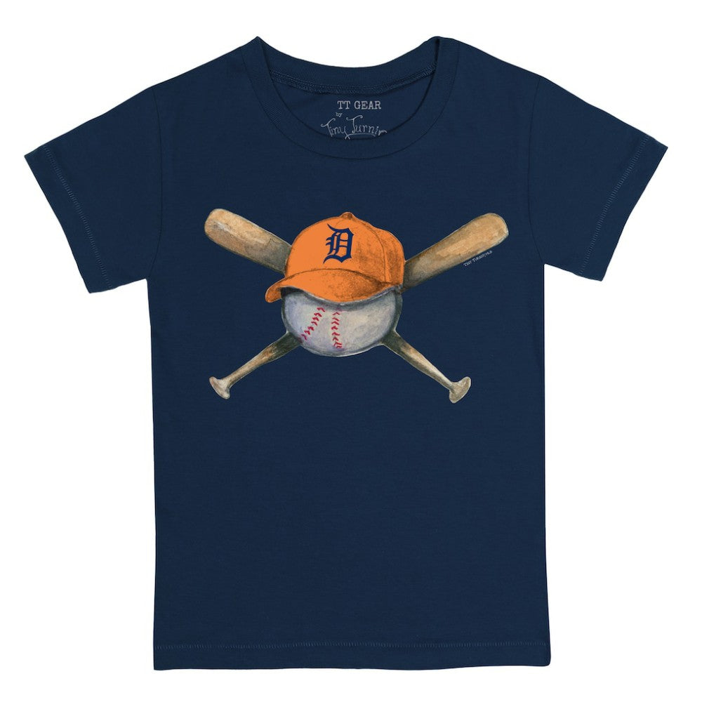 Detroit Tigers Tiny Turnip Youth Hat Crossbats T-Shirt - Navy