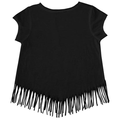 Baltimore Orioles Tiny Turnip Girls Youth Heart Bat Fringe T-Shirt - Black