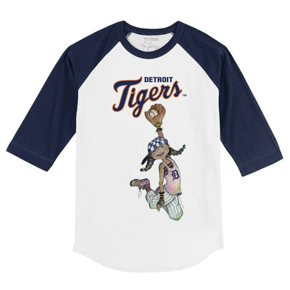 Detroit Tigers Tiny Turnip Youth Jada 3/4-Sleeve Raglan T-Shirt - White/Navy