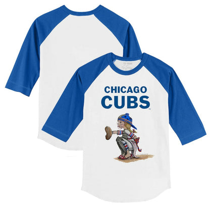 Chicago Cubs Tiny Turnip Youth Kate 3/4-Sleeve Raglan T-Shirt - White/Royal