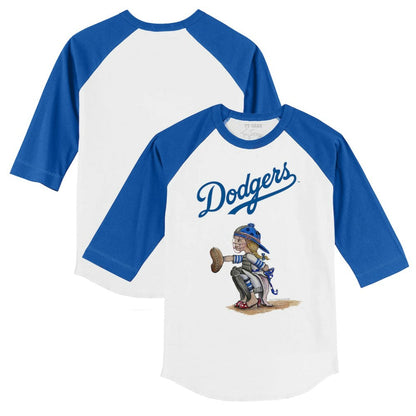 Los Angeles Dodgers Tiny Turnip Youth Kate 3/4-Sleeve Raglan T-Shirt - White/Royal