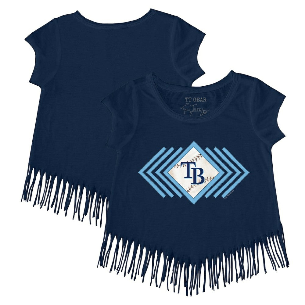 Tampa Bay Rays Tiny Turnip Girls Youth Prism Arrows Fringe T-Shirt - Navy
