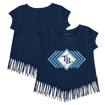 Tampa Bay Rays Tiny Turnip Girls Youth Prism Arrows Fringe T-Shirt - Navy