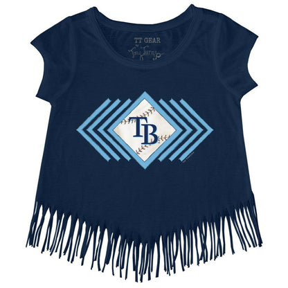 Tampa Bay Rays Tiny Turnip Girls Youth Prism Arrows Fringe T-Shirt - Navy