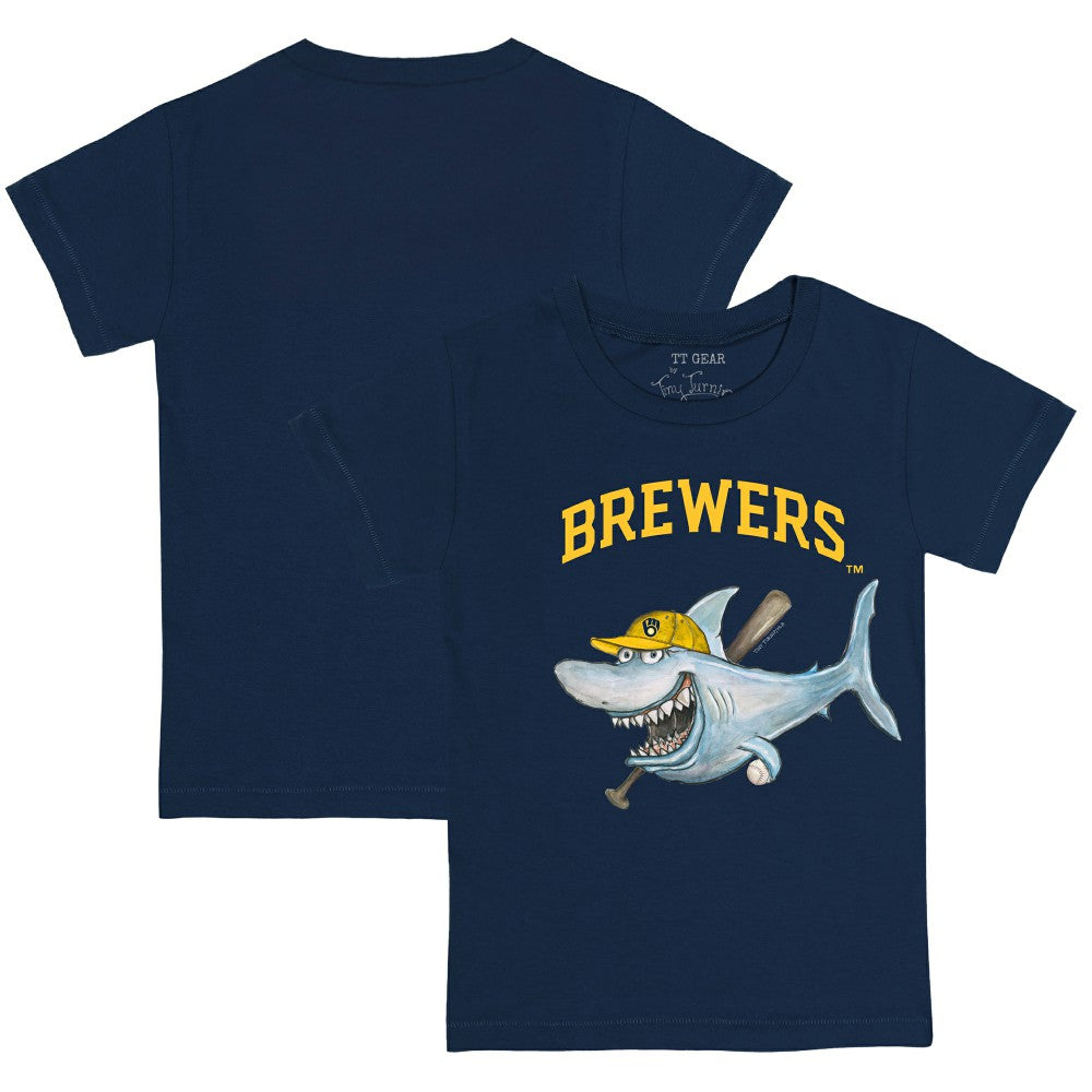 Milwaukee Brewers Tiny Turnip Youth Shark T-Shirt - Navy