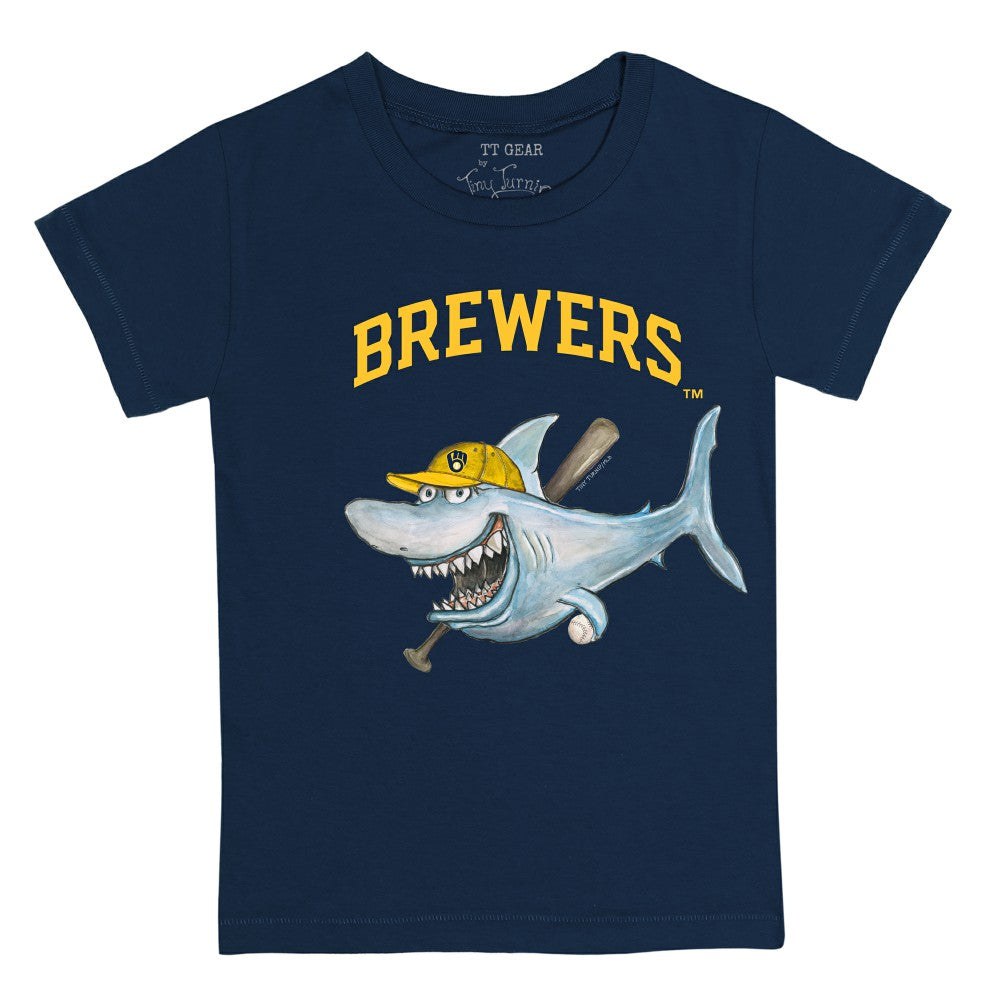 Milwaukee Brewers Tiny Turnip Youth Shark T-Shirt - Navy