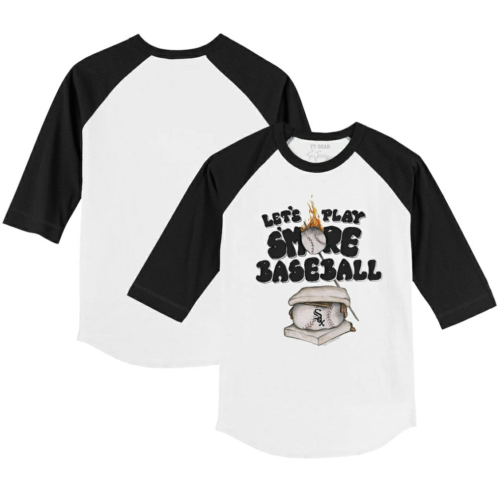 Chicago White Sox Tiny Turnip Youth Smores 3/4-Sleeve Raglan T-Shirt - White/Black