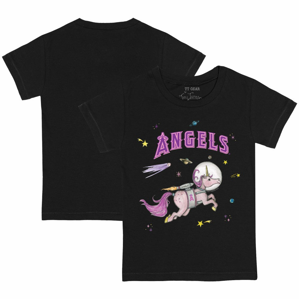 Los Angeles Angels Tiny Turnip Youth Space Unicorn T-Shirt - Black
