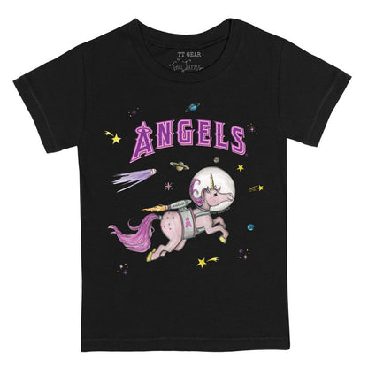 Los Angeles Angels Tiny Turnip Youth Space Unicorn T-Shirt - Black