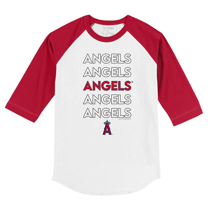 Los Angeles Angels Tiny Turnip Youth Stacked 3/4-Sleeve Raglan T-Shirt - White/Red