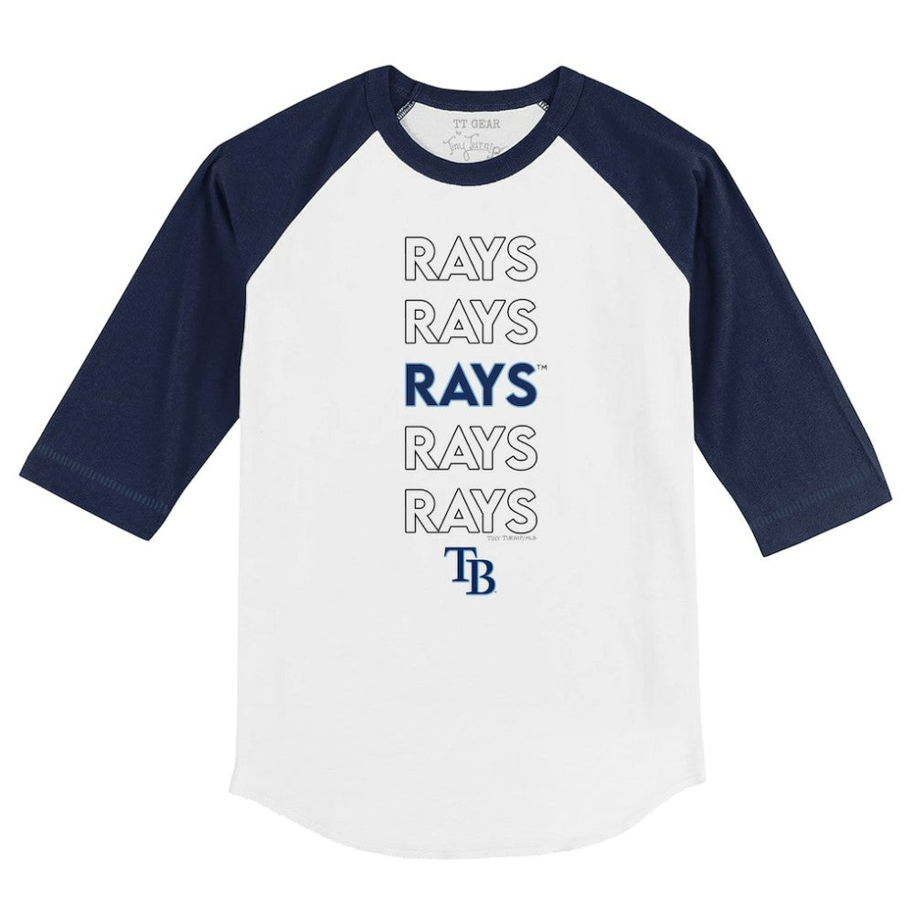 Tampa Bay Rays Tiny Turnip Youth Stacked 3/4-Sleeve Raglan T-Shirt - White/Navy