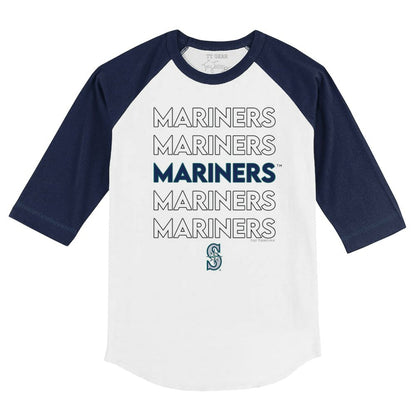 Seattle Mariners Tiny Turnip Youth Stacked 3/4-Sleeve Raglan T-Shirt - White/Navy