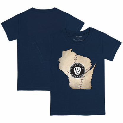 Milwaukee Brewers Tiny Turnip Youth State Outline T-Shirt - Navy