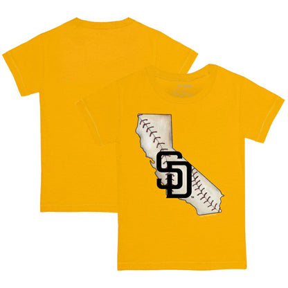 San Diego Padres Tiny Turnip Youth State Outline T-Shirt - Gold