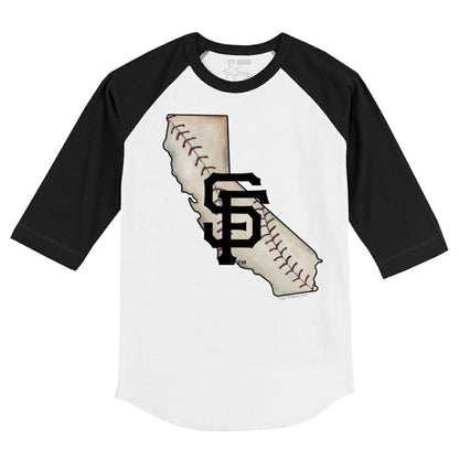 San Francisco Giants Tiny Turnip Youth State Outline 3/4-Sleeve Raglan T-Shirt - White/Black