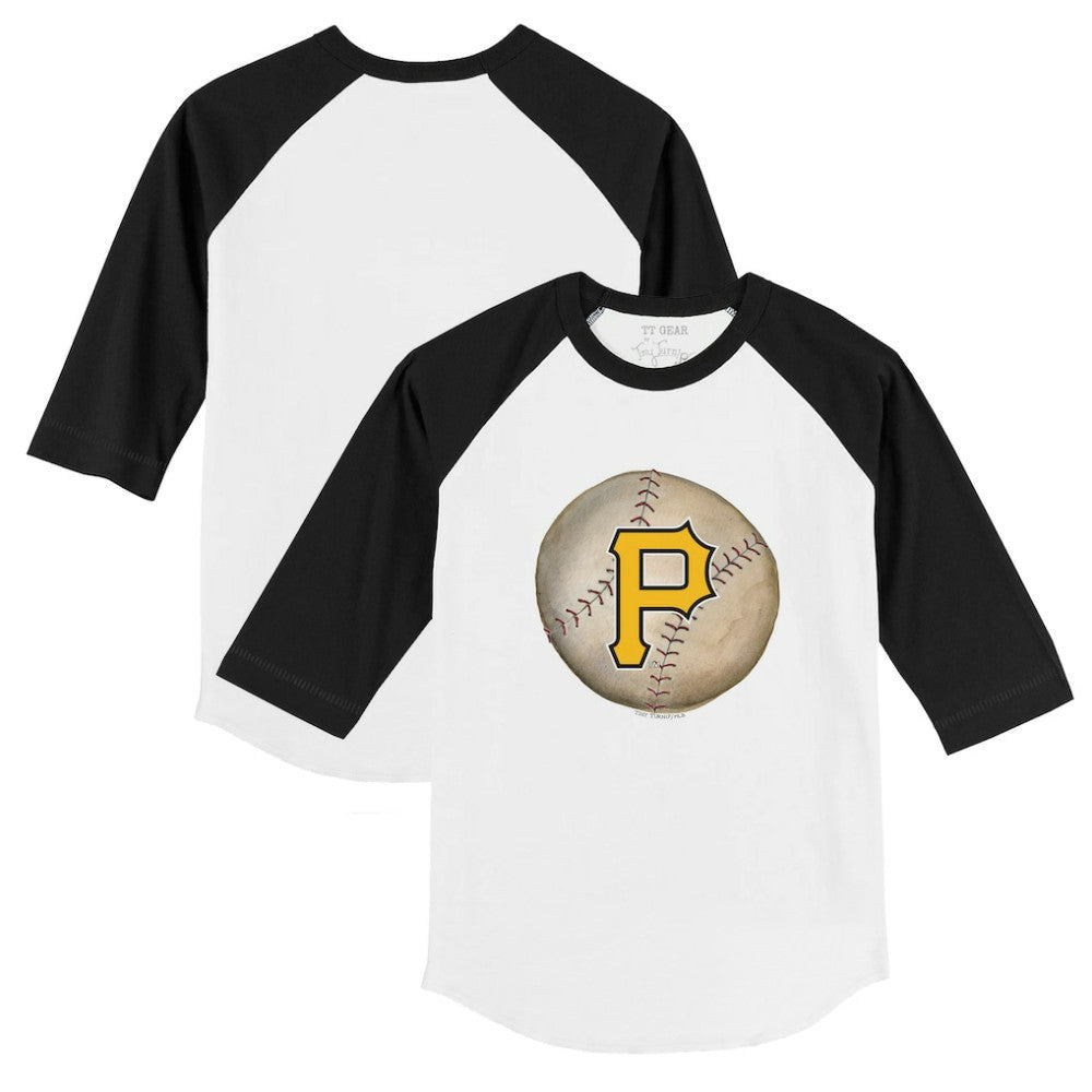 Pittsburgh Pirates Tiny Turnip Youth Stitched Baseball 3/4-Sleeve Raglan T-Shirt - White/Black