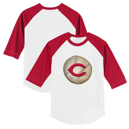 Cincinnati Reds Tiny Turnip Youth Stitched Baseball 3/4-Sleeve Raglan T-Shirt - White/Red