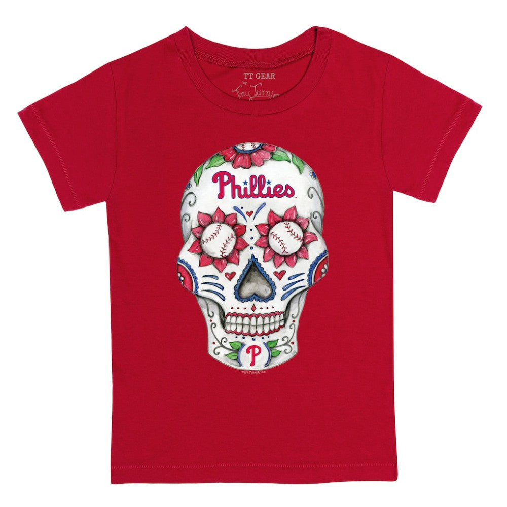 Philadelphia Phillies Tiny Turnip Youth Sugar Skull T-Shirt - Red
