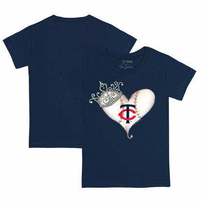 Minnesota Twins Tiny Turnip Youth Tiara Heart T-Shirt - Navy