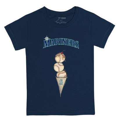 Seattle Mariners Tiny Turnip Youth Triple Scoop T-Shirt - Navy