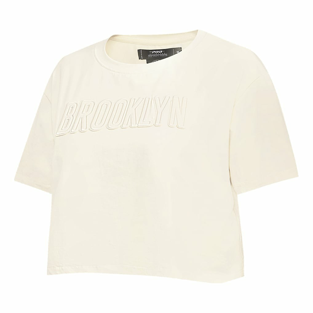 Brooklyn Nets Pro Standard Women's Neutral Boxy Crop T-Shirt - Cream cheap