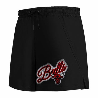 Chicago Bulls Pro Standard Women's Script Woven Shorts - Black for sale
