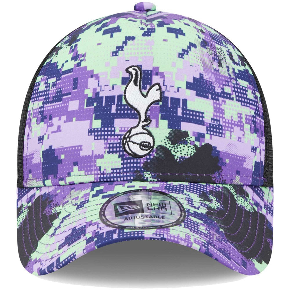 Tottenham Hotspur New Era Black Glitch All Over Print E-Frame Trucker Adjustable Hat | New Era shop