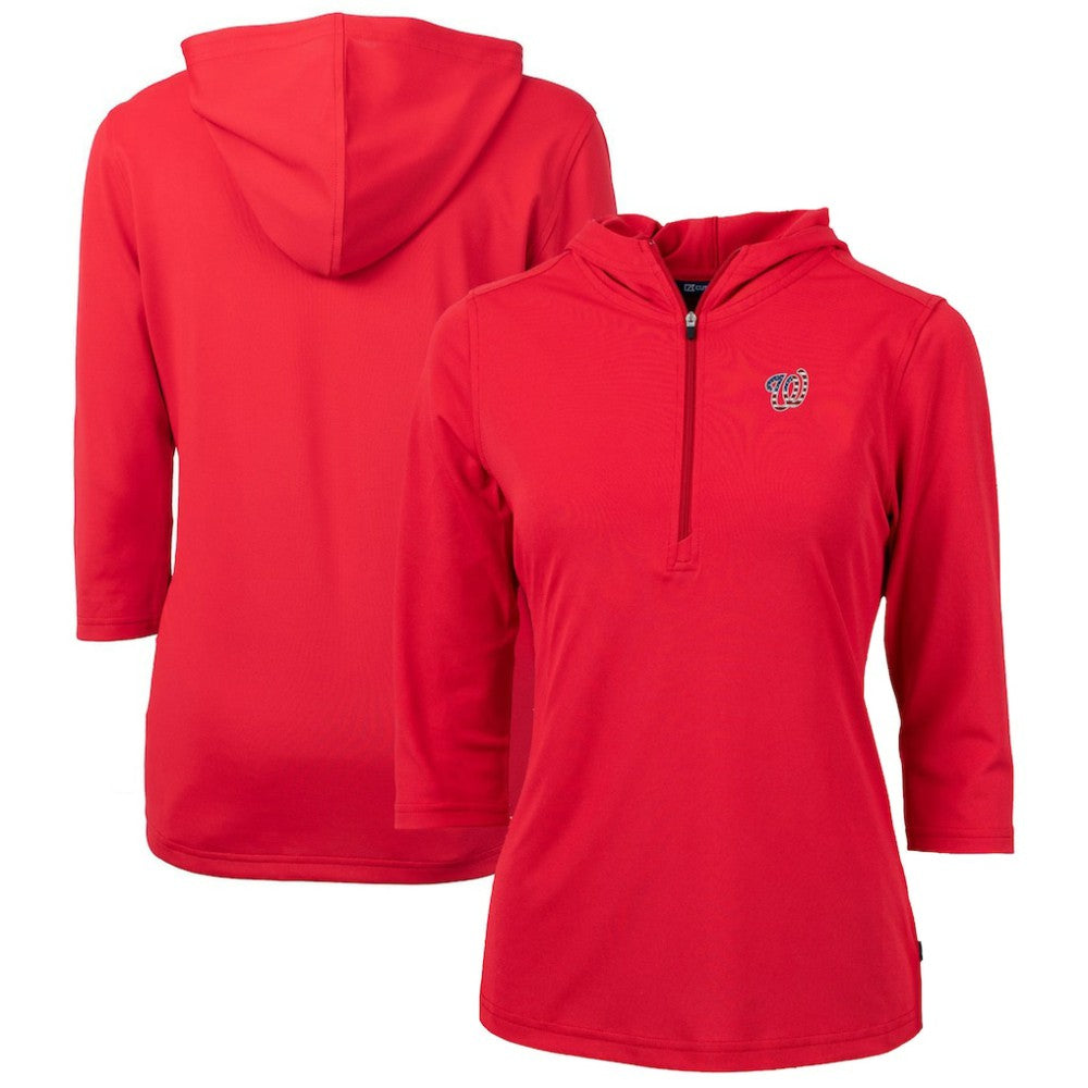 Washington Nationals Cutter & Buck Women's Americana Logo DryTec Virtue Eco Pique Recycled Half-Zip Pullover Hoodie - Red