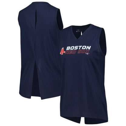 Boston Red Sox Levelwear Women's Paisley Chase V-Neck Tank Top - Navy