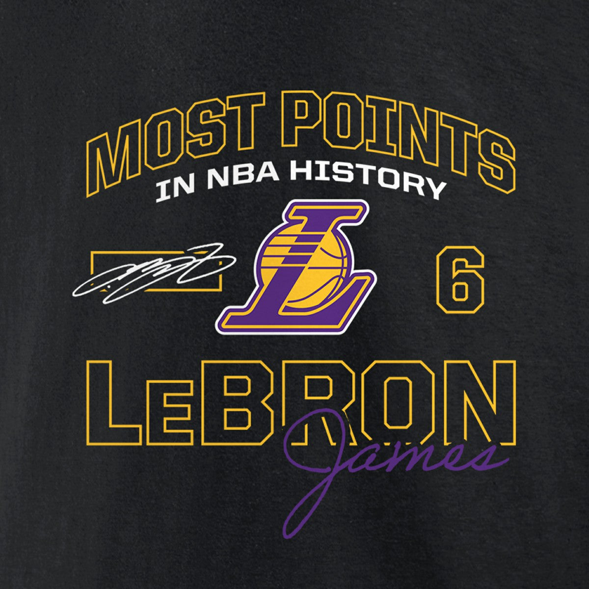 LeBron James Los Angeles Lakers Most Points in NBA History T-Shirt - Black for sale