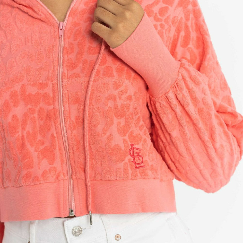 St. Louis Cardinals Lusso Women's Tabitha Cheetah Terry Full-Zip Sweatshirt - Pink