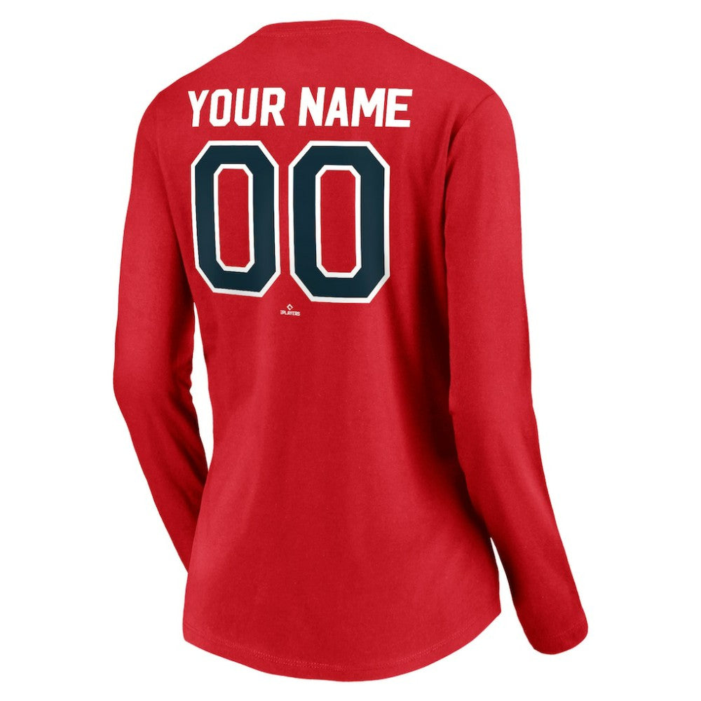 St. Louis Cardinals Women's Cooperstown Collection Personalized Winning Streak Long Sleeve V-Neck T-Shirt - Red