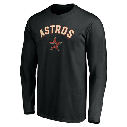 Houston Astros Personalized Cooperstown Collection Alternate Winning Streak Long Sleeve T-Shirt - Black