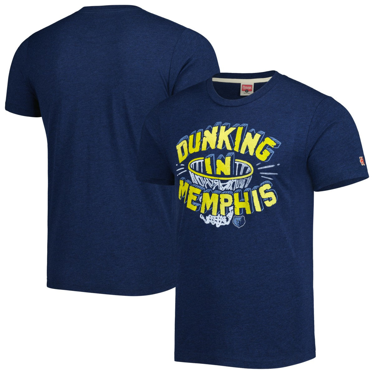 Memphis Grizzlies Homage Unisex Hometown Hyper Local Tri-Blend T-Shirt - Navy on sale