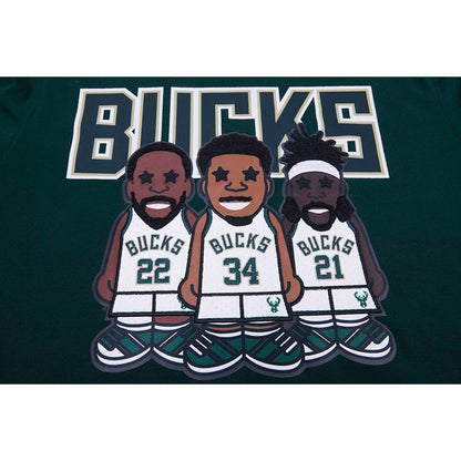 Giannis Antetokounmpo, Jrue Holiday, Khris Middleton Milwaukee Bucks Pro Standard Multi Lineup T-Shirt - Hunter Green sale